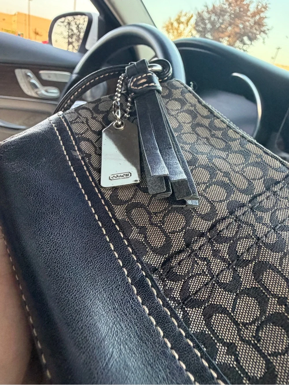 Vintage Y2K Kissing C’s monogram COACH Wristlet with Metallic Tag n Tassel